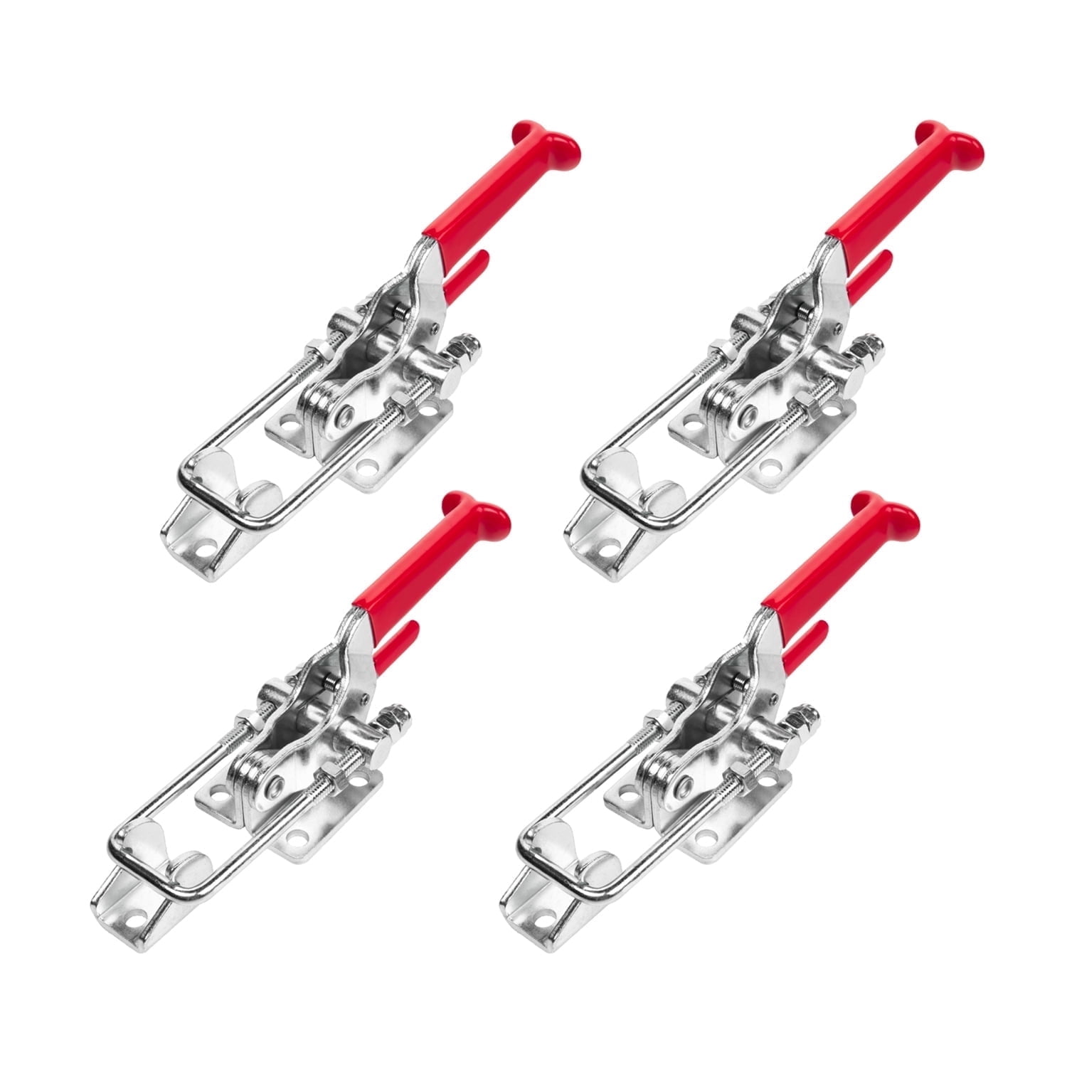 POWERTEC 4PK Toggle Clamp, 2000 lbs Capacity, 40341 Self-Lock U-Bolt Adjustable Latch w/Antislip Hand Grip for Woodworking Jigs & Fixtures, Smoker, Tool Box, Cabinet (20340-P2)