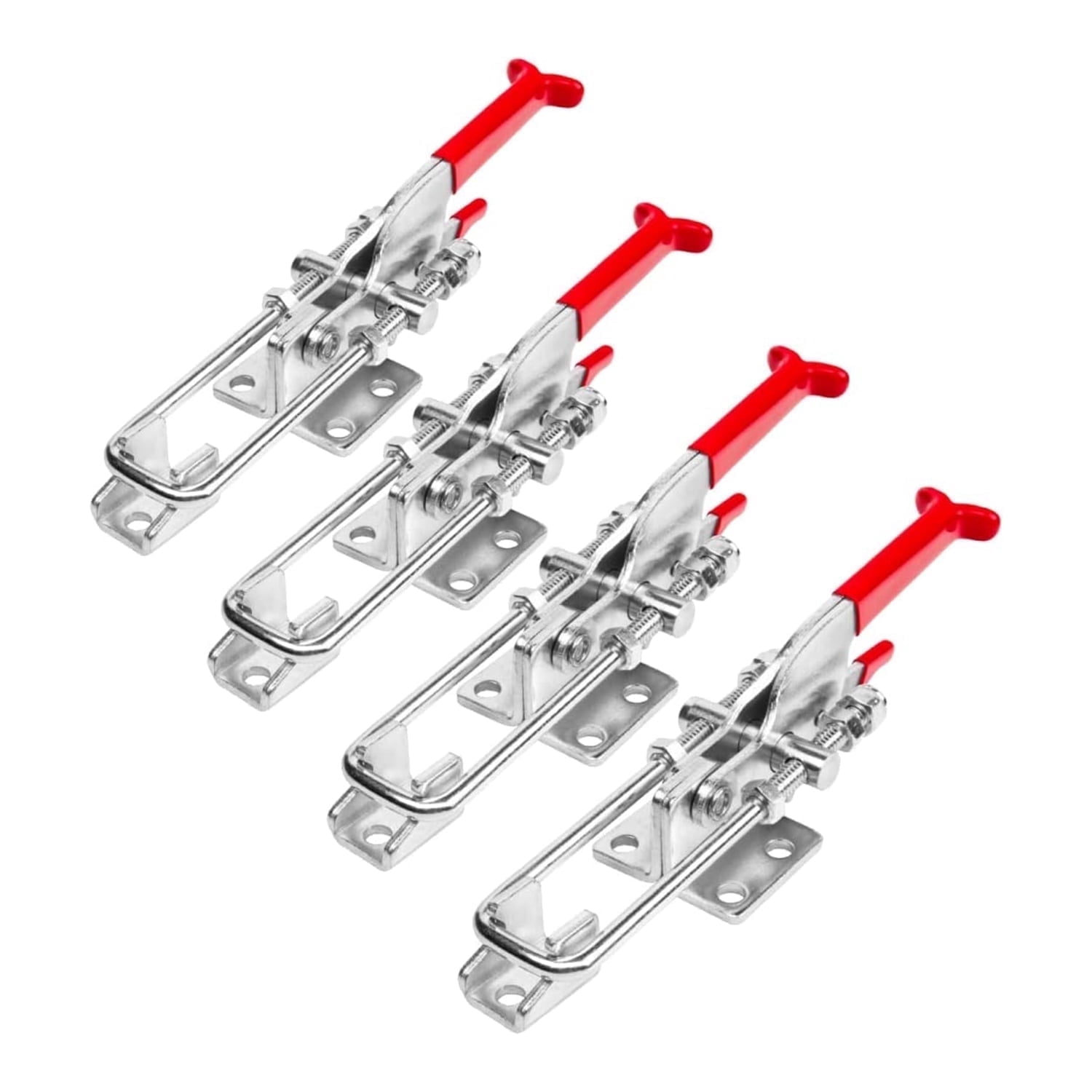 POWERTEC 4PK Toggle Clamp, 700 lbs Capacity, 431 Self-Lock U-Bolt Adjustable Latch w/Antislip Hand Grip for Woodworking Jigs & Fixtures, Smoker, Tool Box, Cabinet, 20341-P2
