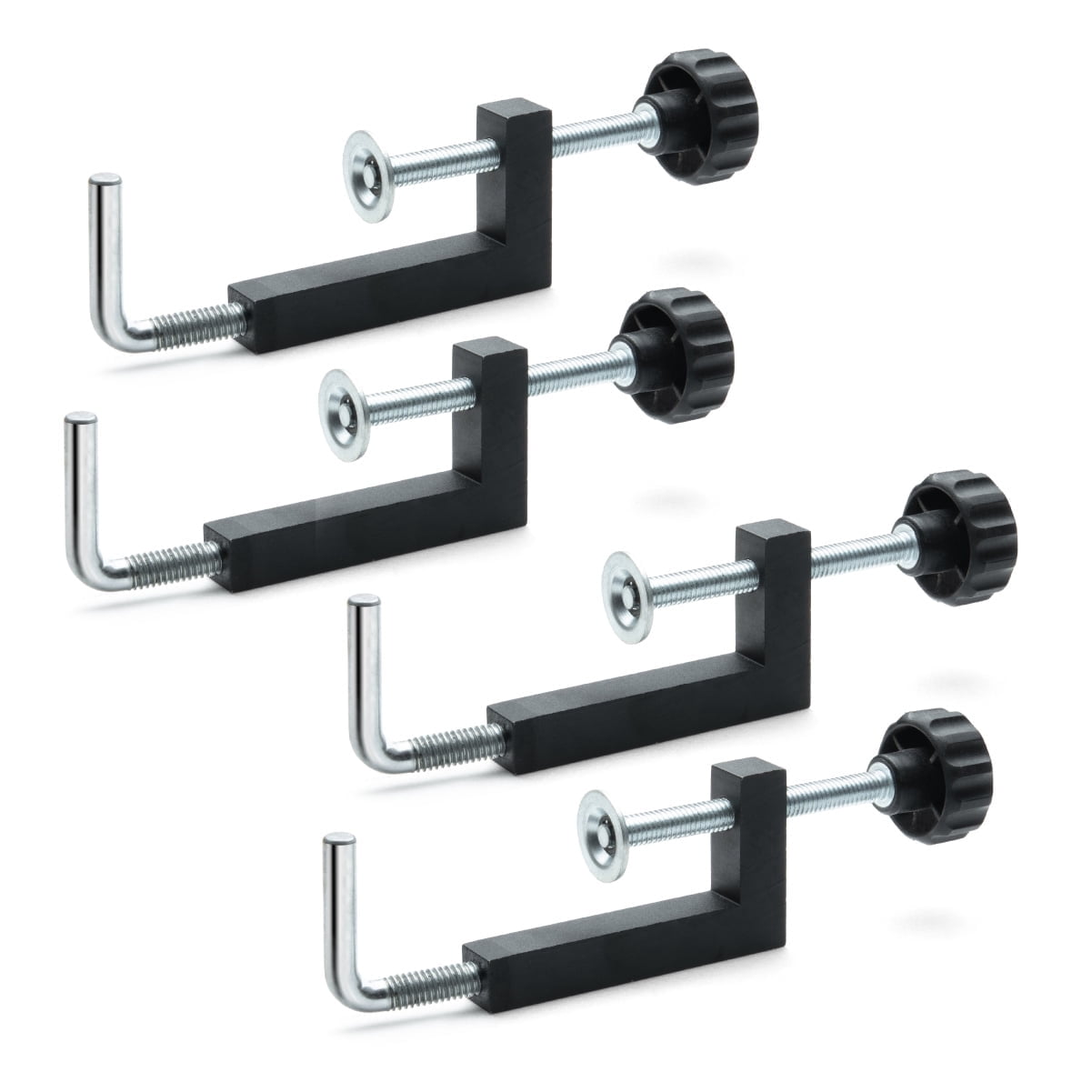 Milescraft 7209 Universal Fence Clamp 4-Pack – 3/8" Rod, Aluminum Body, For Mitre Saws, Router Tables, Table Saws, Clamping Squares