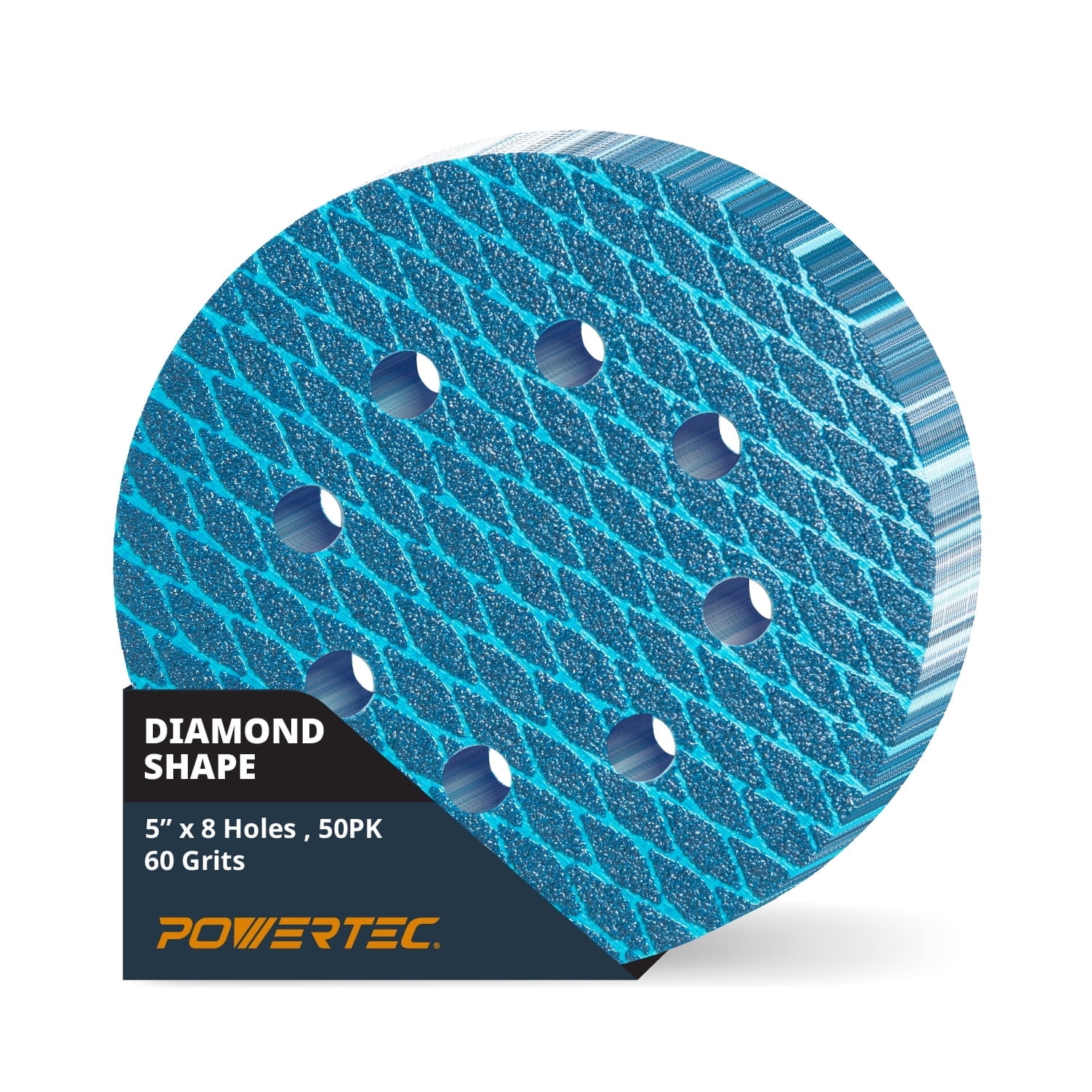 Propper Rocks Disks POWERTEC 50PK 5 Inch 8-Hole Hook and Loop Diamond Shaped Sanding Discs ...