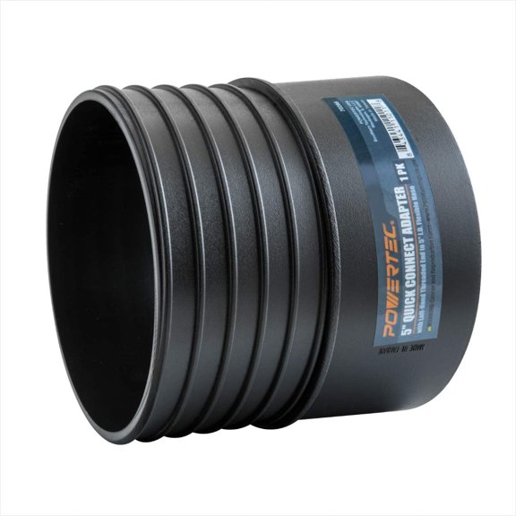 POWERTEC 5" Quick Connect Adapter - Threaded End Screws Into 5" I.D. Left-Handed Flexible Hose, Other End Fits Over 5 OD Port (70286)