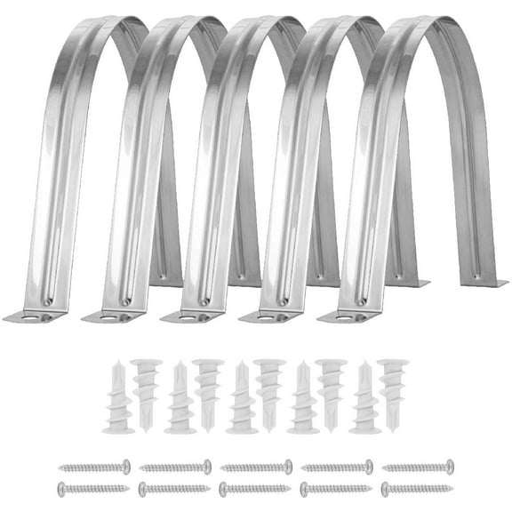 POWERTEC 5 Set 4-Inch Stainless Steel Hose Hangers with Self Tapping Drywall Anchors and Screws, 70258