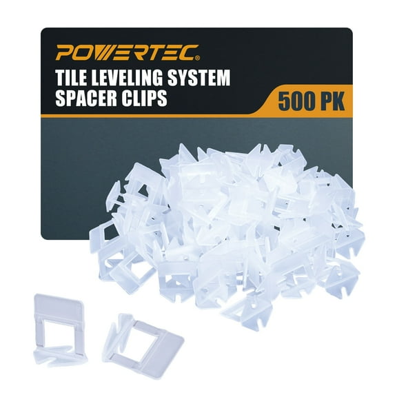 POWERTEC 500PK Tile Spacers 1/16" Tile Leveler Clips, Tile Leveling System Tile Leveler Spacer Clips for Floor and Wall Installation (71898-P5N)