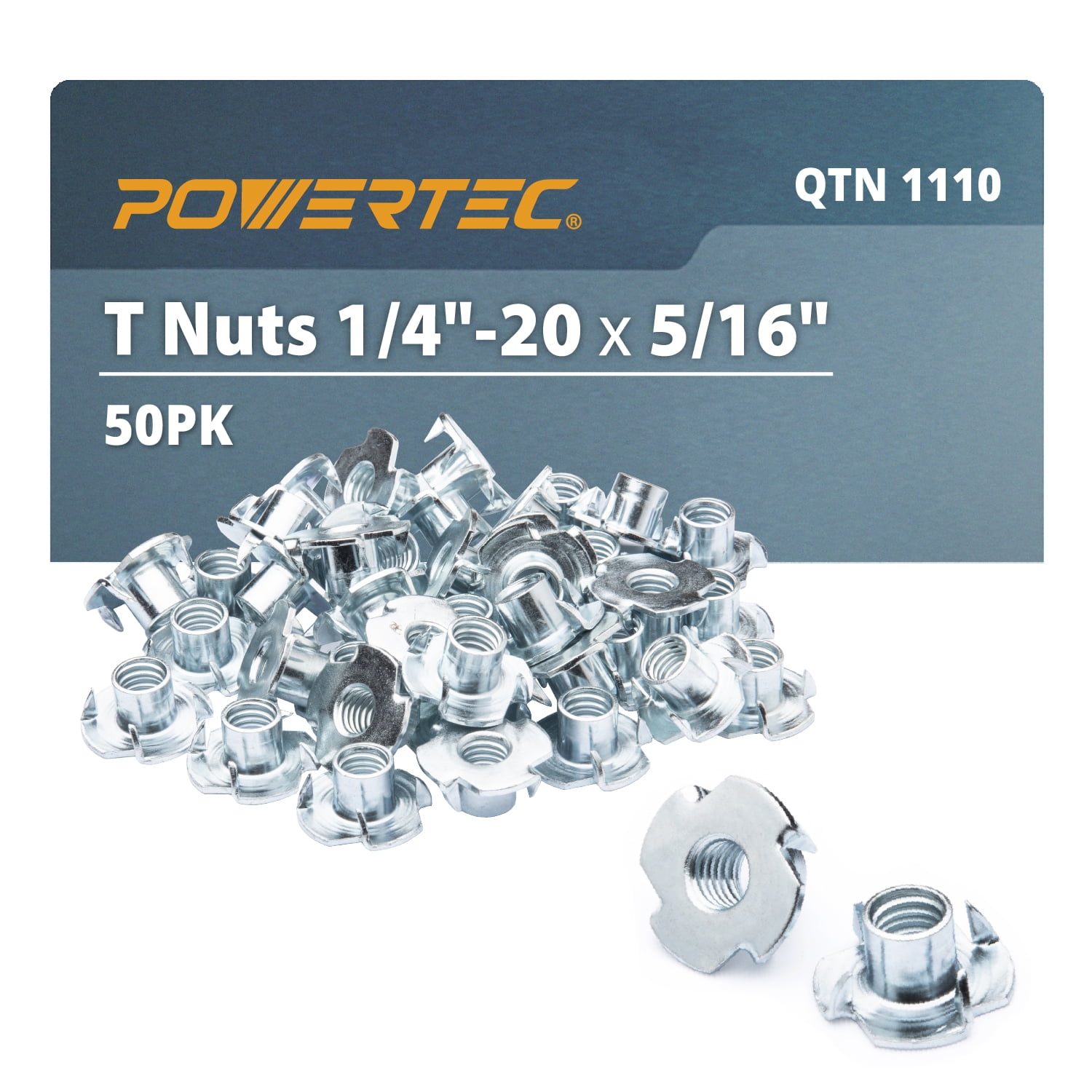 1/4"-20 T-Nuts 100 Pack Zinc-Plated Steel Corrosion