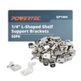 thumbnail image 1 of POWERTEC 50PK 1/4 Inch L-Shaped Support Bracket with Hole, Nickle Plated Closet Shelf Brackets Support Pegs for Cabinet Furniture, Woodworking Tools Collection (QP1404), 1 of 8