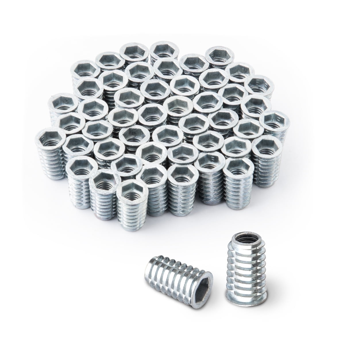 POWERTEC 50PK Threaded Inserts for Wood | 3/8"-16 Internal Threads, Zinc Alloy, QTI1001