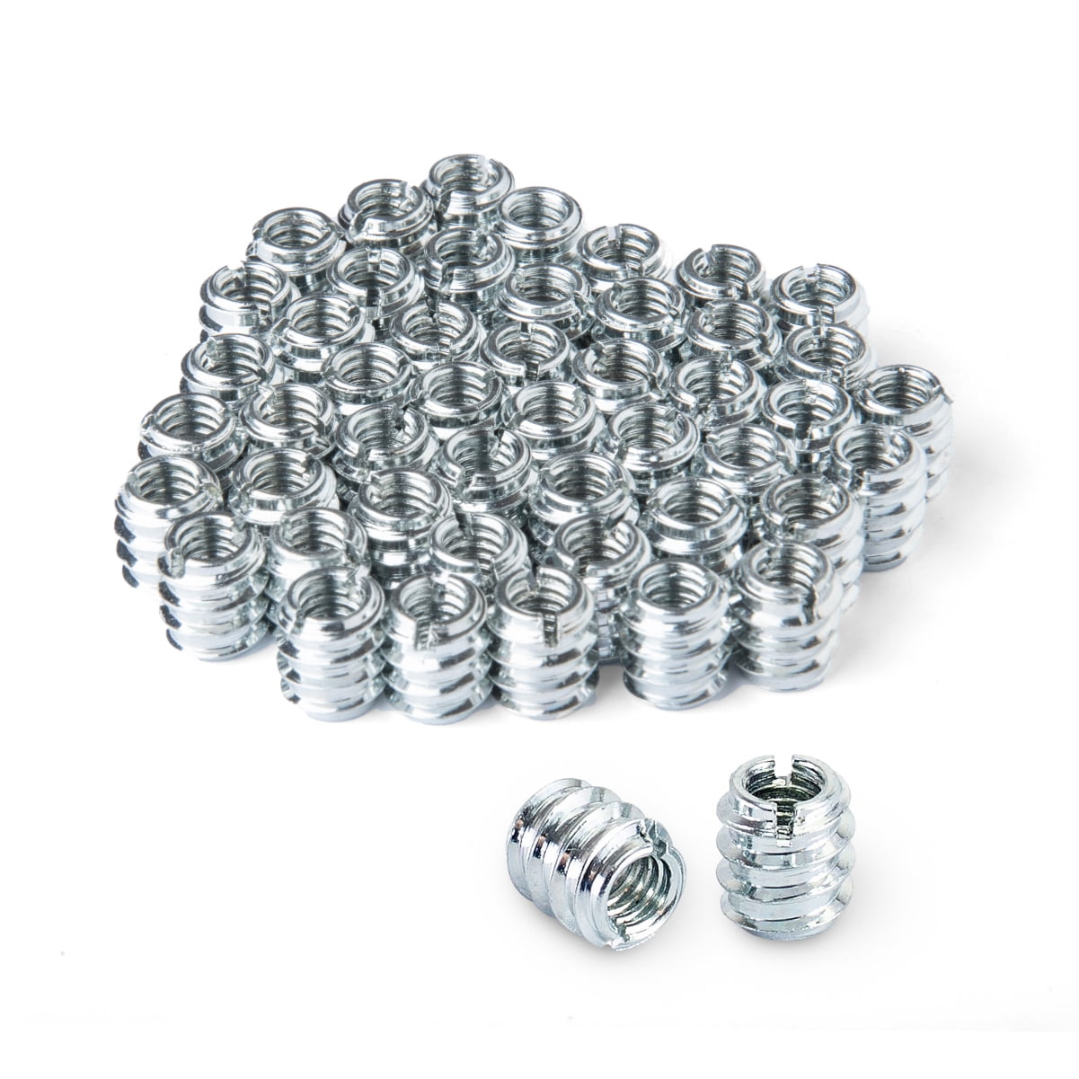POWERTEC 50PK Threaded Inserts for Wood Furniture | Zinc Plated | 1/4 ...