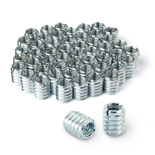 POWERTEC 50PK Threaded Inserts for Wood Furniture | Zinc Plated | 3/8 ...