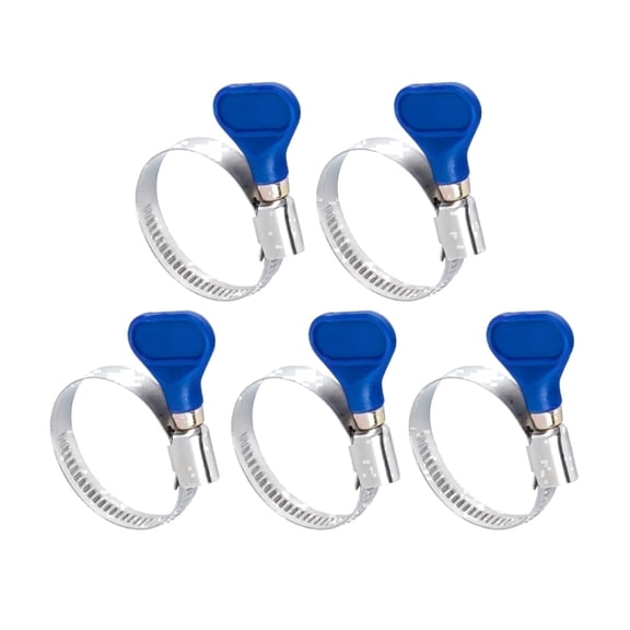 POWERTEC 5PK 1-1/2 Inch Key Hose Clamps, Adjustable Stainless Steel Thumb Screw Hose Clamps for Dust Collection, PVC Tubing, Pipe Clamp, Worm Gear Clamp (70247)