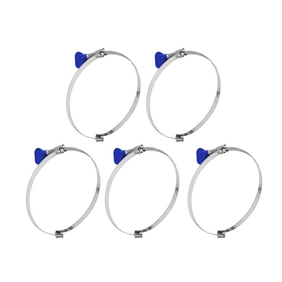 POWERTEC 5PK 2-1/2 Inch Left Hand Keyed Bridge Hose Clamp, Thumb Screw Key Adjustable Stainless Steel Hose Clamps for Dust Collection, Dust Collector and Dryer Vent Hose (70224)