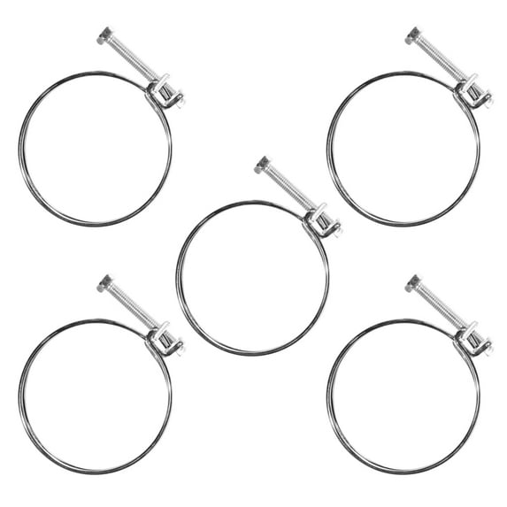 POWERTEC 5PK 3 Inch Double Wire Hose Clamp with bolt, Adjustable Hose Clamps for Dust Collector, Dust Collection Hose and Dryer Vent Hose, Pipe Clamp, Worm Gear Clamp (70216)