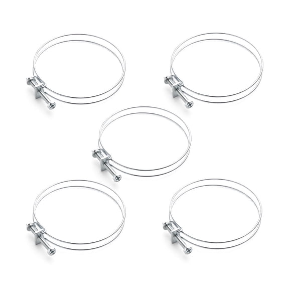 POWERTEC 5PK 4 Inch Double Wire Hose Clamp with bolt, Adjustable Hose Clamps for Dust Collector, Dust Collection Hose and Dryer Vent Hose, Pipe Clamp, Worm Gear Clamp (70101)