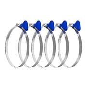 POWERTEC 5PK 4 inch Key Hose Clamp, Thumb Screw Key Adjustable Stainless Steel Hose Clamps for Dust Collection, Dust Collector and Dryer Vent Hose, Pipe Clamp, RV Clamp, Worm Gear Clamp, 70120