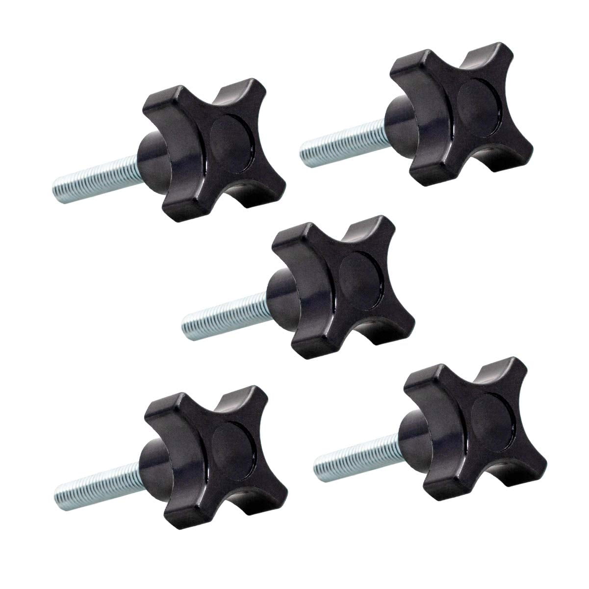 POWERTEC 5PK 4Point Stud Knobs, 1/4"20 Threaded Thumb Screw Star Knob