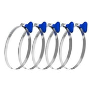 POWERTEC 5PK 6 Inch Key Hose Clamp, Thumb Screw Key Adjustable Stainless Steel Hose Clamps for Dust Collection, Dust Collector and Dryer Vent Hose, Pipe Clamp, RV Clamp, Worm Gear Clamp, 70250