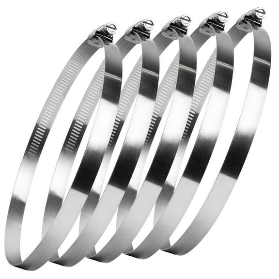 POWERTEC 5PK Stainless Steel Worm Gear Drive Hose Clamps, Adjustable 7-1/4" to 8-5/8" for Dryer Vent Hose, Pipe Clamp, Dust Collection, Plumbing, Automotive (50112)