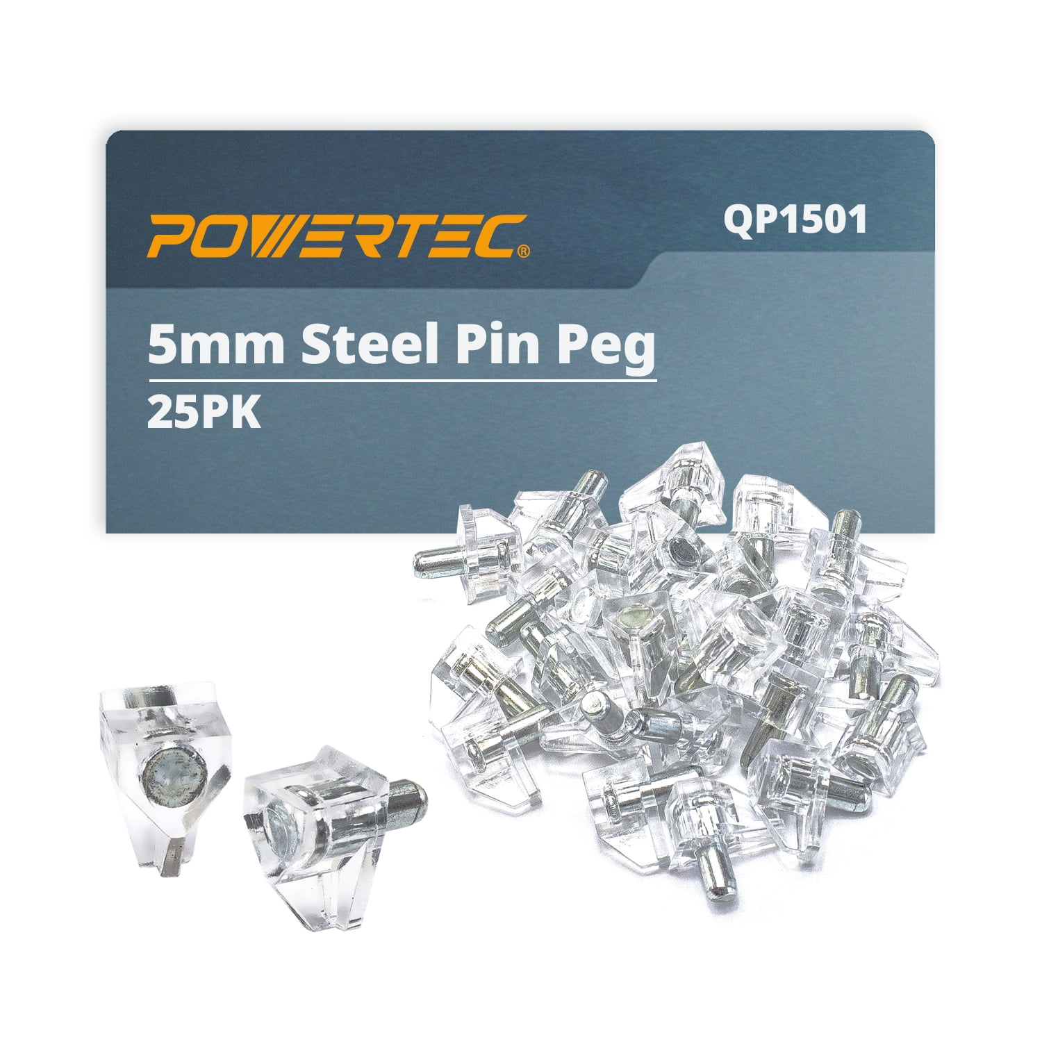 POWERTEC 5mm Shelf Pins, 50PK L-Shaped Bracket Style, Cabinet Shelf Pegs, Shelf  Peg 5 mm, Nickel (QP1302) 