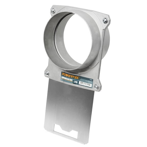 POWERTEC 6 inch Aluminum Blast Gate w/Anti Clog and Air Leak Seal for Dust Collector, Dust Collection Fittings, Dust Collection Hose, Shop Vac, Hose Clamps (70396N)