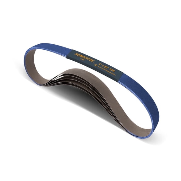 POWERTEC 6PK 1 x 30 Inch Zirconia Sanding Belts, 24 Grit Belt Sander Sanding Belt for Belt Sander, Belt and Disc sander, Woodworking, Metal Grinding, Derusting (4130024Z-6)