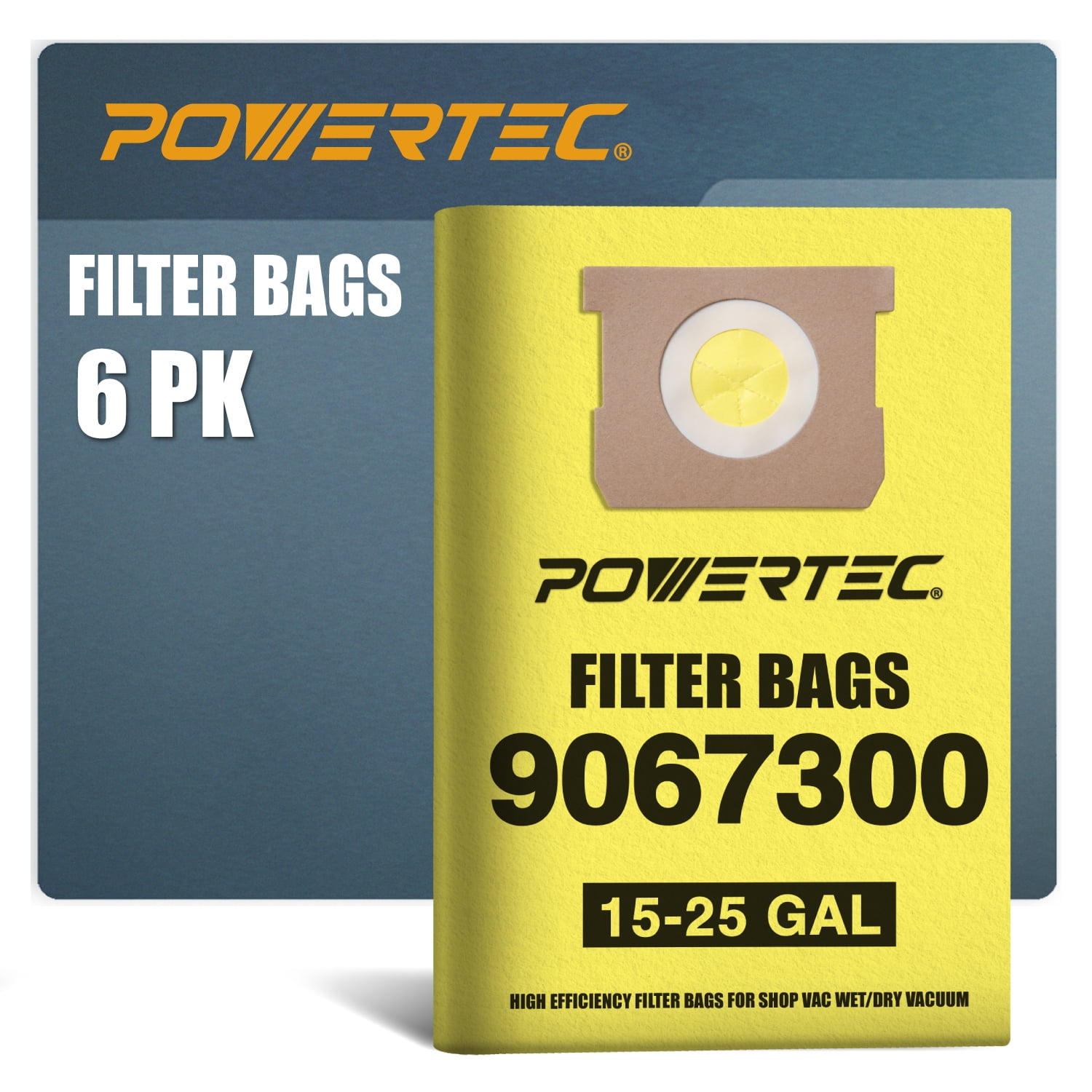 POWERTEC 6PK Shop Vacuum Bags for Shop Vac 90673 1525 Gal Vacuum Bag