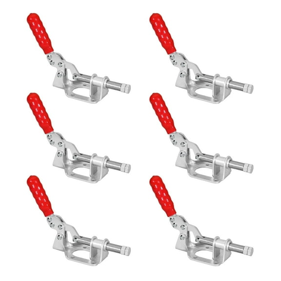 POWERTEC 6PK Toggle Clamp, 300lbs Holding Capacity, 302F Quick Release Push Pull Clamp for Woodworking Jigs and Fixtures, Pocket Hole Jigs, Welding, CNC, 20304-P6
