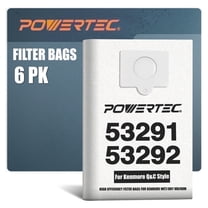 POWERTEC 6PK 5055, 50557, 50558 Vacuum Bags for Kenmore, 53291/53292 for Kenmore & Panasonic Style C, Style Q, Type C-5, C-18, C-19 Models, Replacement Canister Vacuum Cleaner Bags, 75053
