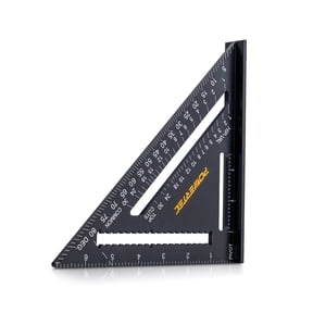 POWERTEC 7" Aluminum Rafter Square, Speed Framing Square, CNC-machined Aluminum with Laser-etched Markings for Framing, Roofing, Stair Layout, Angle Measurement, and Saw Guide Cuts (72322N)