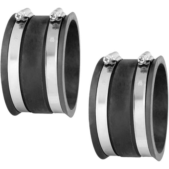 POWERTEC 70149-P2 4 Inch Dust Control Flex Cuff with Steel Hose Clamps, Hose Connector Rubber Cuff Coupler for Woodworking Dust Collection Fittings, Dust Collector Accessories & Machinery, 2 pack