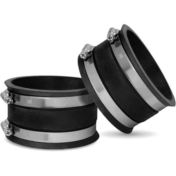 POWERTEC 70149-P2V 4 Inch Dust Control Flex Cuff with Steel Hose Clamps, Hose Connector Rubber Cuff Coupler for Woodworking Dust Collection Fittings, Dust Collector Accessories & Machinery, 2 pack