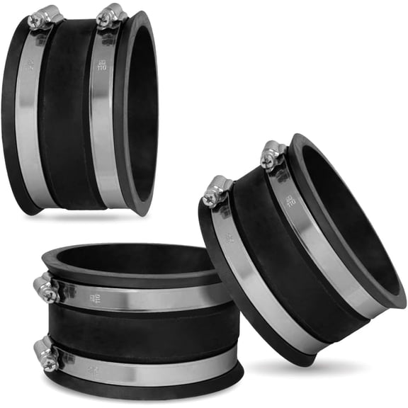 POWERTEC 70149-P3 4 Inch Dust Control Flex Cuff with Steel Hose Clamps, Hose Connector Rubber Cuff Coupler for Woodworking Dust Collection Fittings, Dust Collector Accessories & Machinery, 3 pack