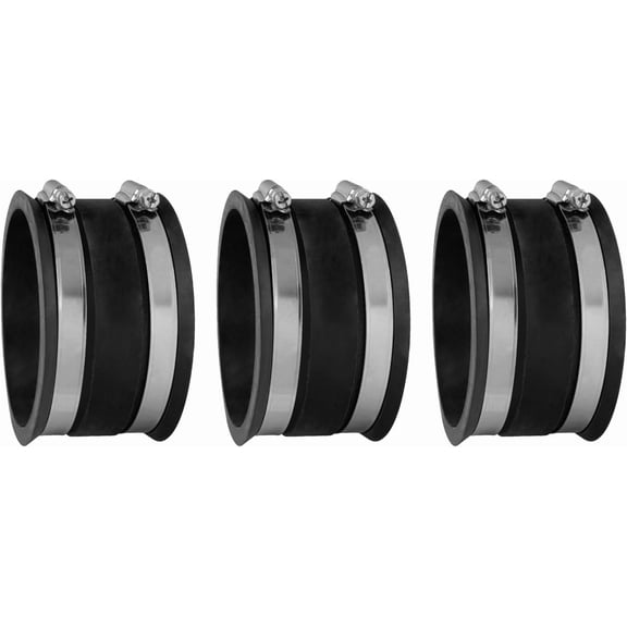 POWERTEC 70149-P3V 4 Inch Dust Control Flex Cuff with Steel Hose Clamps, Hose Connector Rubber Cuff Coupler for Woodworking Dust Collection Fittings, Dust Collector Accessories & Machinery, 3 pack