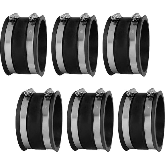 POWERTEC 70149-P6 4 Inch Dust Control Flex Cuff with Steel Hose Clamps, Hose Connector Rubber Cuff Coupler For Woodworking Dust Collection Fittings, Dust Collector Accessories & Machinery, 6 pack