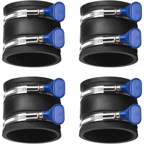 POWERTEC 70337-P4 2-1/2" Dust Control Flex Cuff w/Adjustable Key Hose Clamps, Hose Connector Rubber Cuff Coupler for Woodworking Dust Collection Fittings, Dust Collector Accessories & Machinery, 4 PK