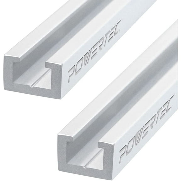 POWERTEC 71379-P2 Heavy Duty 48" Aluminum T-Track | Specialized T Slot Track Mounting for 3/8" Hex Bolt and POWERTEC T Bolt ¼"-20 and 5/16"-18, 2 PK