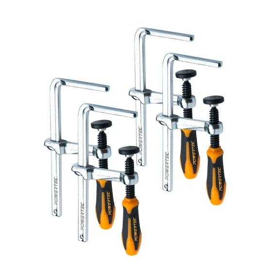 POWERTEC 4PK Quick Screw Guide Rail Clamp for MFT Table and Track Saw Guide Rail System, 5-3/8" Capacity x 2-3/8" Throat Depth (71410-P2)