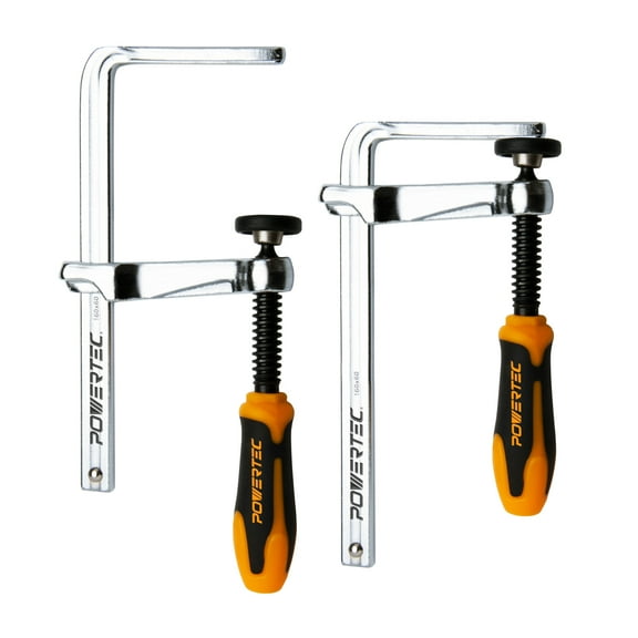 POWERTEC 2PK Quick Screw Guide Rail Clamp for MFT Table and Guide Rail System, 5-3/8" Capacity x 2-3/8" Throat Depth (71410)