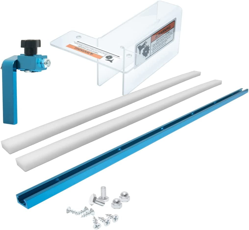 POWERTEC 71703 Table Saw Sled and Blade Guard Kit w/TTrack, Miter Bars, Crosscut Bladerunner
