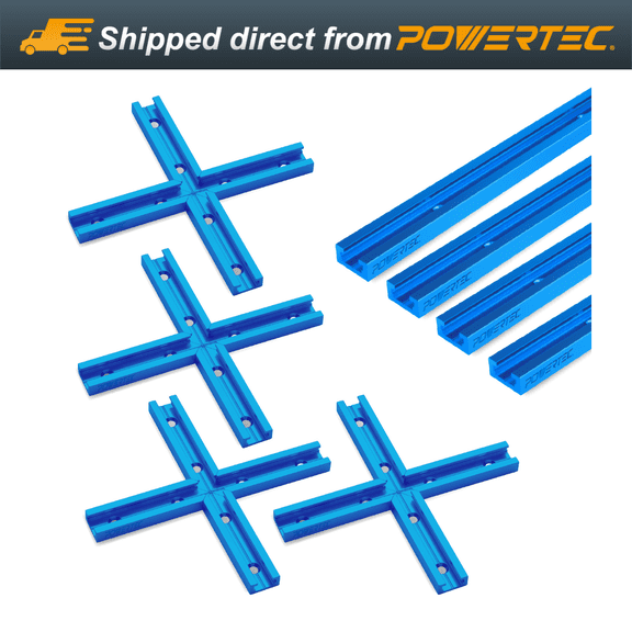 POWERTEC 71854 48 Inch x4 Universal T track with 4 Sets of Intersection Kit