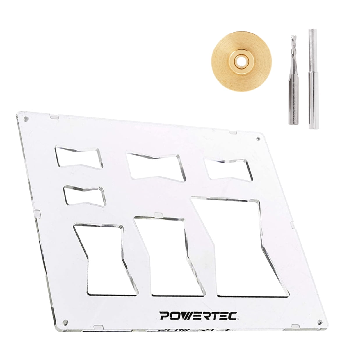 POWERTEC Router Bits Solid Brass Inlay Kit w/Butterfly Template 7 in 1 Decorative Bowtie (71869)