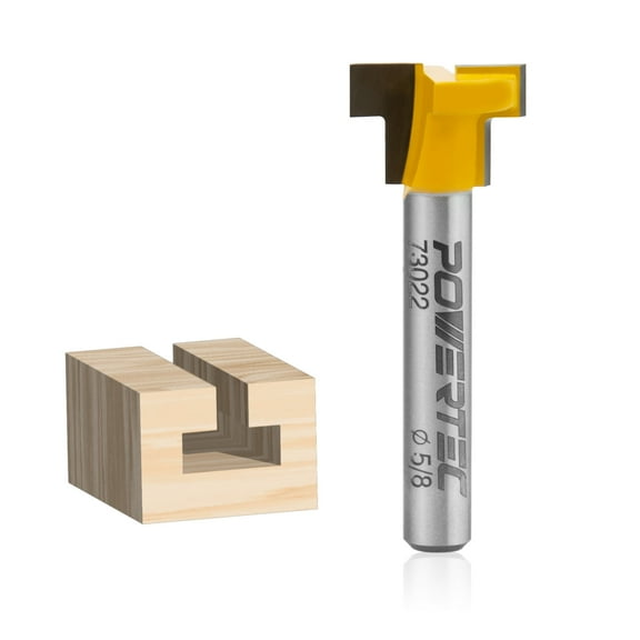 POWERTEC Carbide Tipped T Slot Router Bit 5/8" Dia. x 3/16" H x 1/4" Shank (73022)