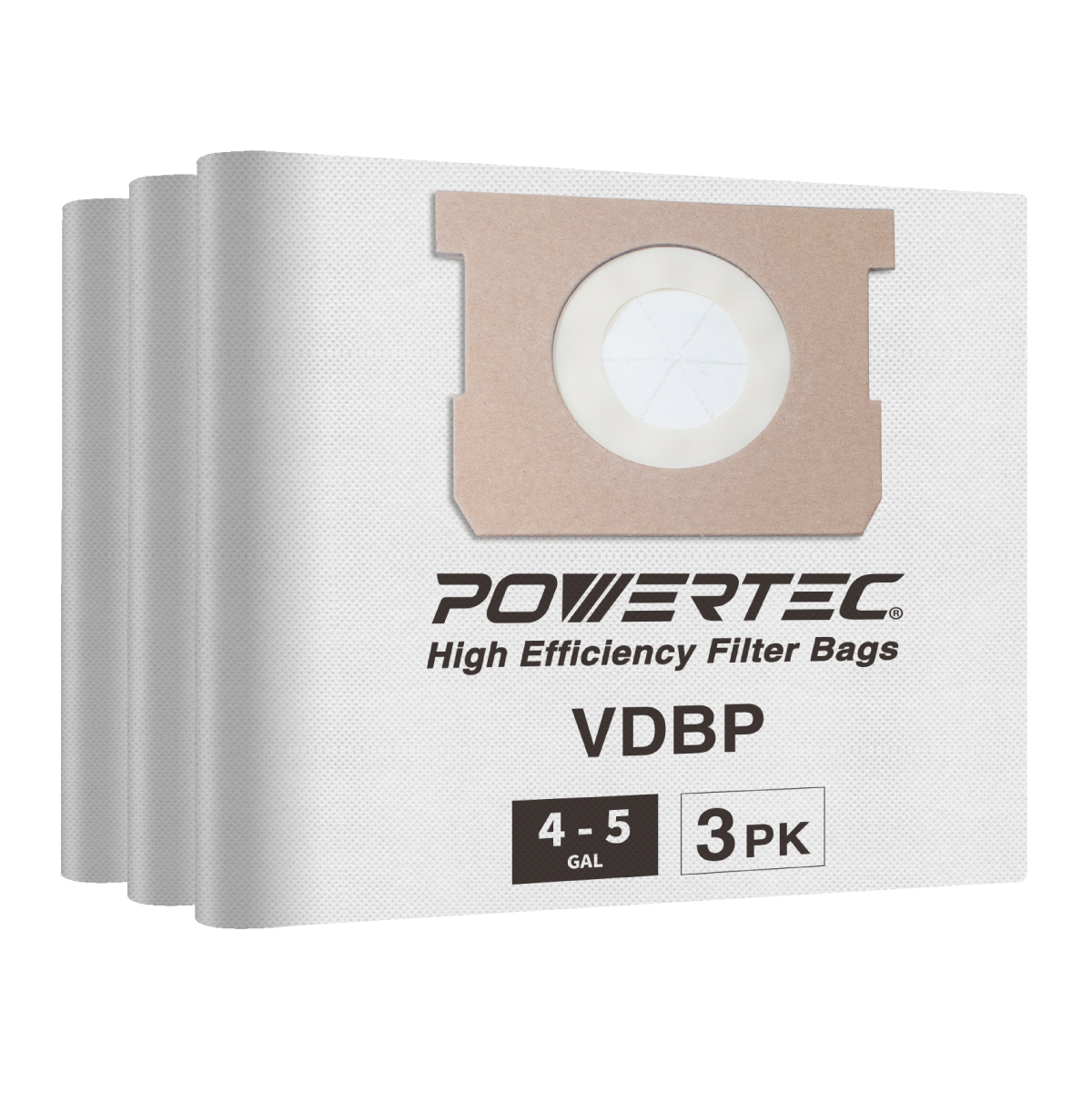 POWERTEC 75023 Filter Bags for Vacmaster VDBP 45 Gal Wet Dry Vacuum