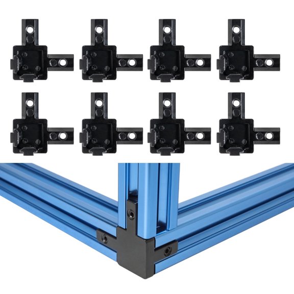 POWERTEC 8 Sets 3-Way End Corner Bracket – Fits T-Slot and V-Slot Profile Aluminum Extrusion, Ideal for CNC Machines, 3D Printers, Custom Enclosures, and More (74004N)
