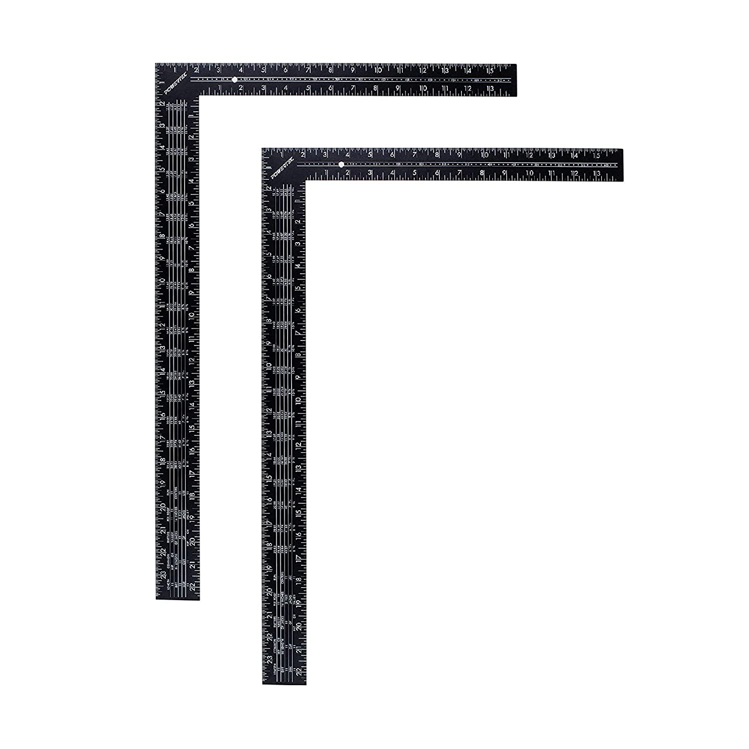 POWERTEC 2PK 16 X 24 Inch Steel Carpenter Square With Rafter Tables powertec-2pk-16-x-24-inch-steel-carpenter-square-with-rafter-tables
