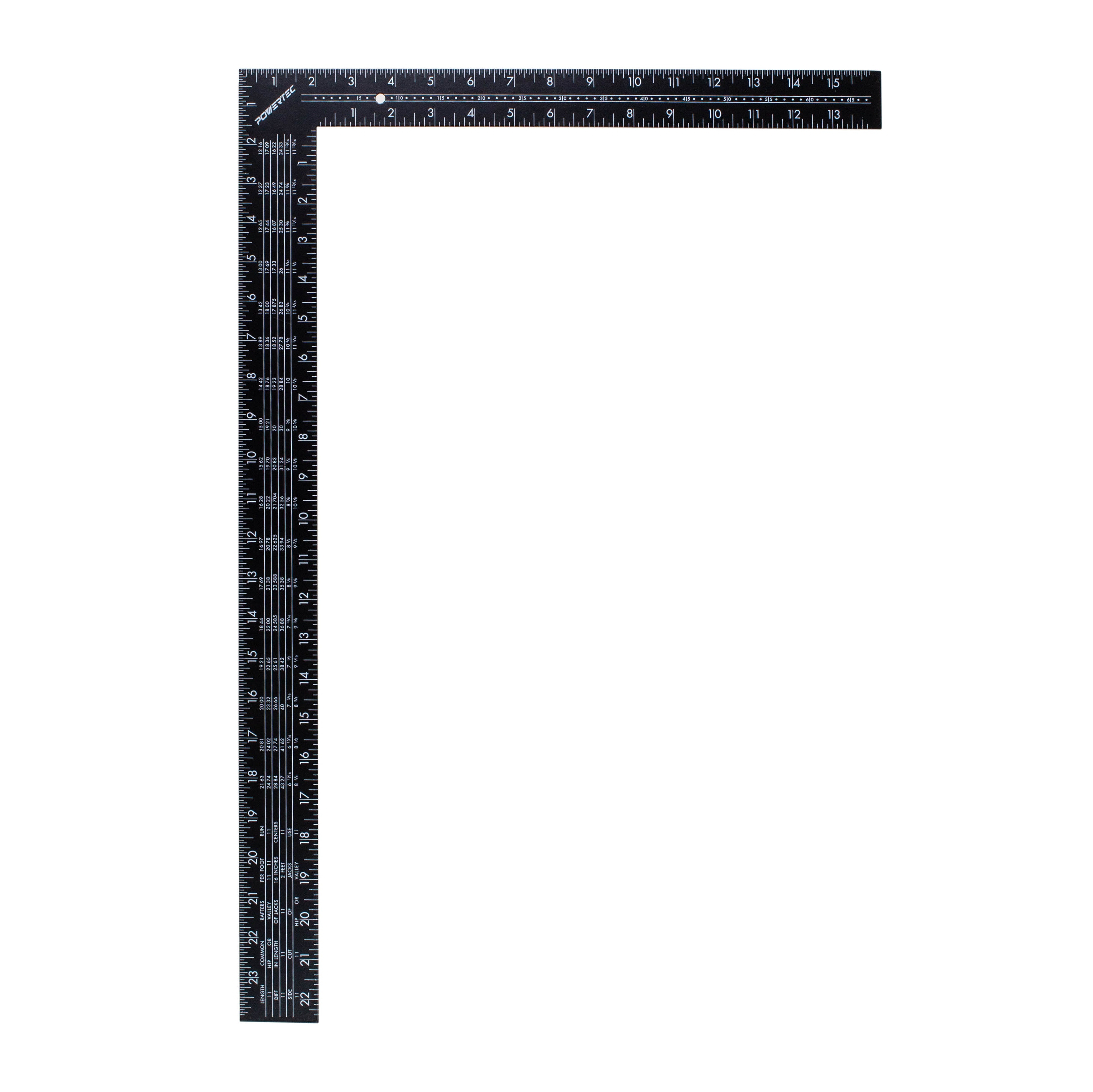POWERTEC 80008 Steel Framing Square with Rafter Tables | 16 inch by 24 inch L Shaped Tool - Black - image 1 of 5