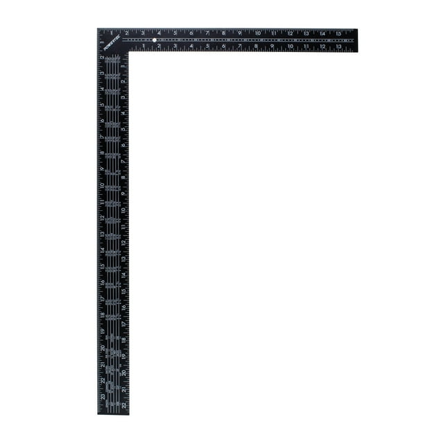 POWERTEC 80008 Steel Framing Square with Rafter Tables | 16 inch by 24 inch L Shaped Tool - Black