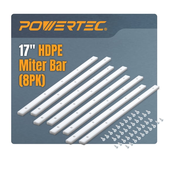 POWERTEC 8PK 17" HDPE Miter Bar w/Screws for Table Saw Sled, Taper Jig, Miter Slot Runners, Fits 3/4" x 3/8" Slot on Table Saw, Router Table, Band Saw, Woodworking tools & Accessories (71793-P2)