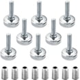 thumbnail image 1 of POWERTEC 8PK Threaded Leveling Feet with 3/8"-16 Threaded Inserts, Heavy Duty Adjustable Furniture Levelers with Large Nylon Foot for Cabinets, Benches, Tables & More (71189-P2), 1 of 7