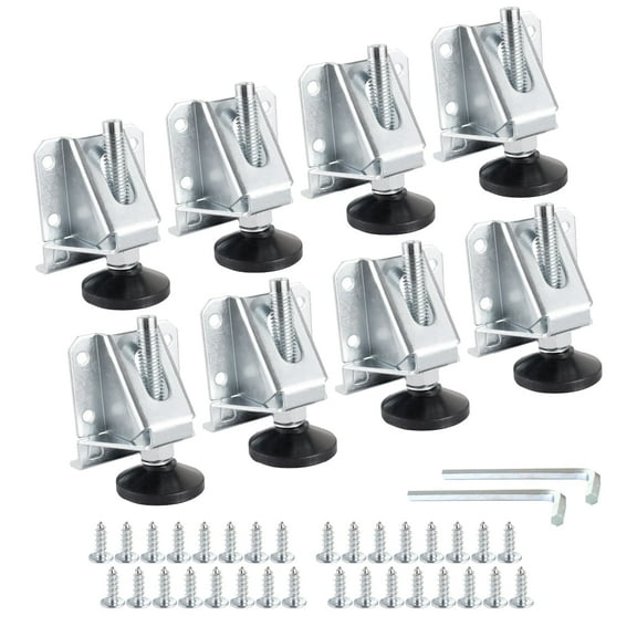 POWERTEC 8PK Leg Leveler, Adjustable Leveling Feet Kit with Screws and Lock Nuts, Heavy Duty Furniture Leveler with Non-Marring Pads for Tables, Cabinets, Work Benches, Furniture (71136-P2)