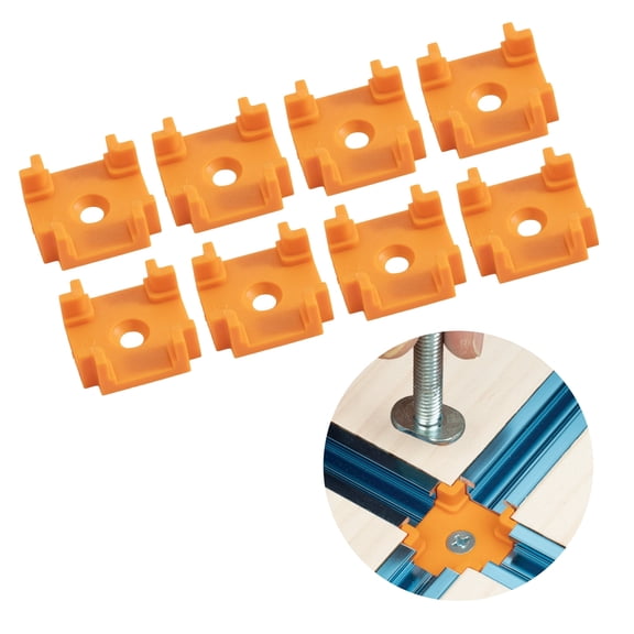 POWERTEC 8PK T-Track 4-Way Intersection, Drop-In T-Track Connector for 3/4" × 3/8" Grooves, Compatible with 1/4" & 5/16" T-Bolts, Modular T-Track System for Jigs, Router Tables, and More (72355)