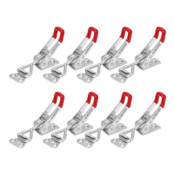 POWERTEC 8PK Toggle Clamp, 220 lbs Holding Capacity, 4001 Adjustable Pull Action Latch for Smoker, Tool Box, Woodworking Jigs and Fixtures, Cabinet, Tool box, Door, 20332